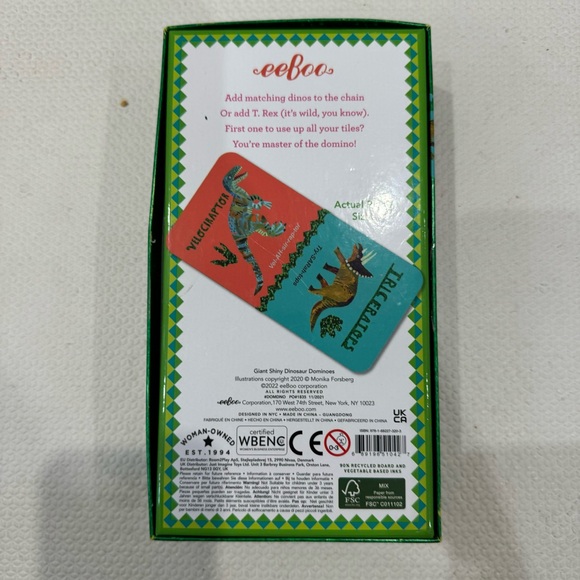 New Giant Shiny Dinosaur Dominoes By Eeboo 3+ - Picture 4 of 8